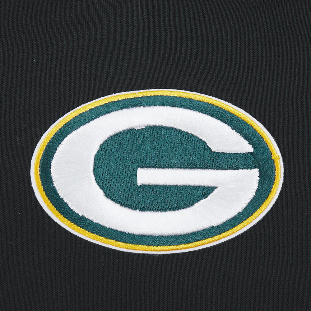 NFL GREEN BAY PACKERS WINGSPAN WOMEN'S FLC CROPPED PO HOODIE (BLACK) - Image 7
