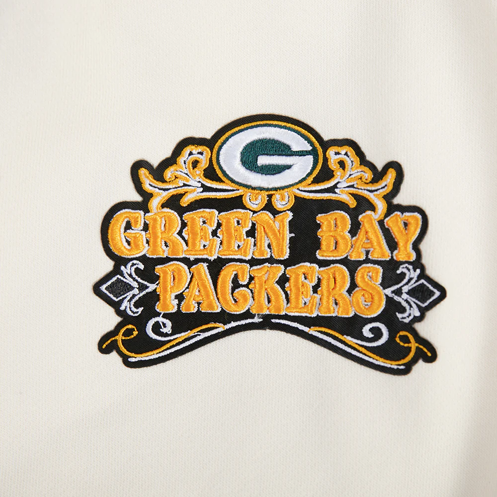 NFL GREEN BAY PACKERS REBEL ATHLETICS WOMEN'S FLC CREWNECK (EGGSHELL) - Image 7