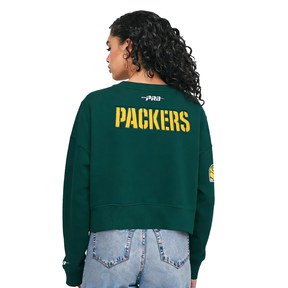 NFL GREEN BAY PACKERS JORDAN LOVE #10 CLASSIC PNN WOMEN'S FLC CREWNECK (FOREST GREEN) - Image 2