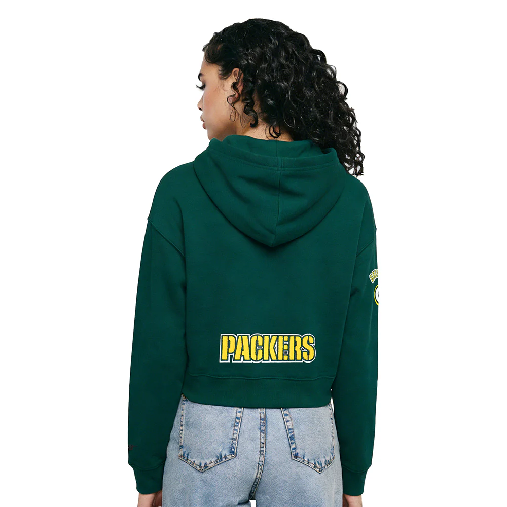 NFL GREEN BAY PACKERS CLASSIC FLEECE CROPPED PULLOVER HOODIE (FOREST) - Image 2