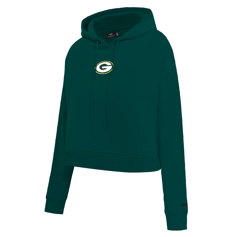 NFL GREEN BAY PACKERS CLASSIC FLEECE CROPPED PULLOVER HOODIE (FOREST) - Image 3