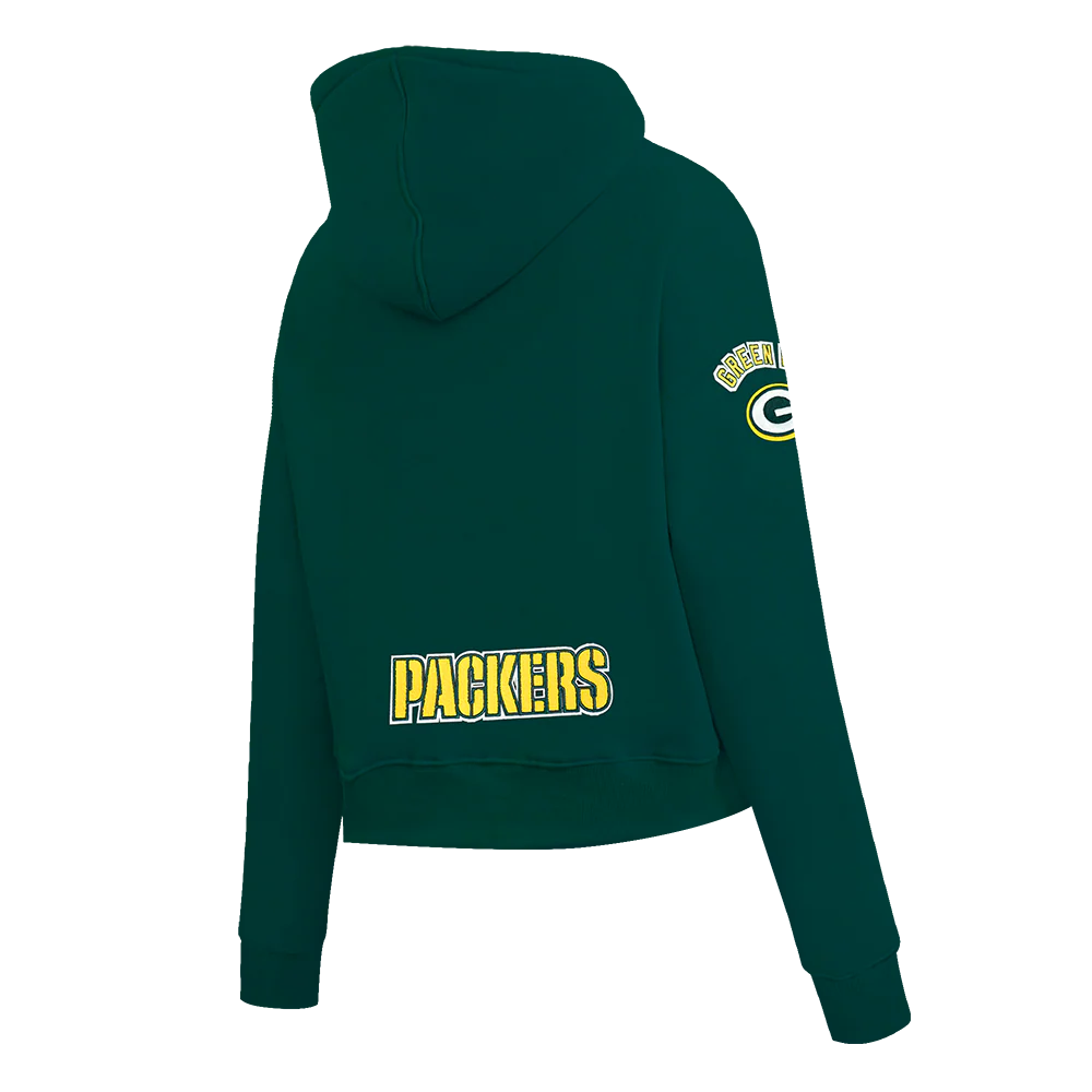 NFL GREEN BAY PACKERS CLASSIC FLEECE CROPPED PULLOVER HOODIE (FOREST) - Image 4