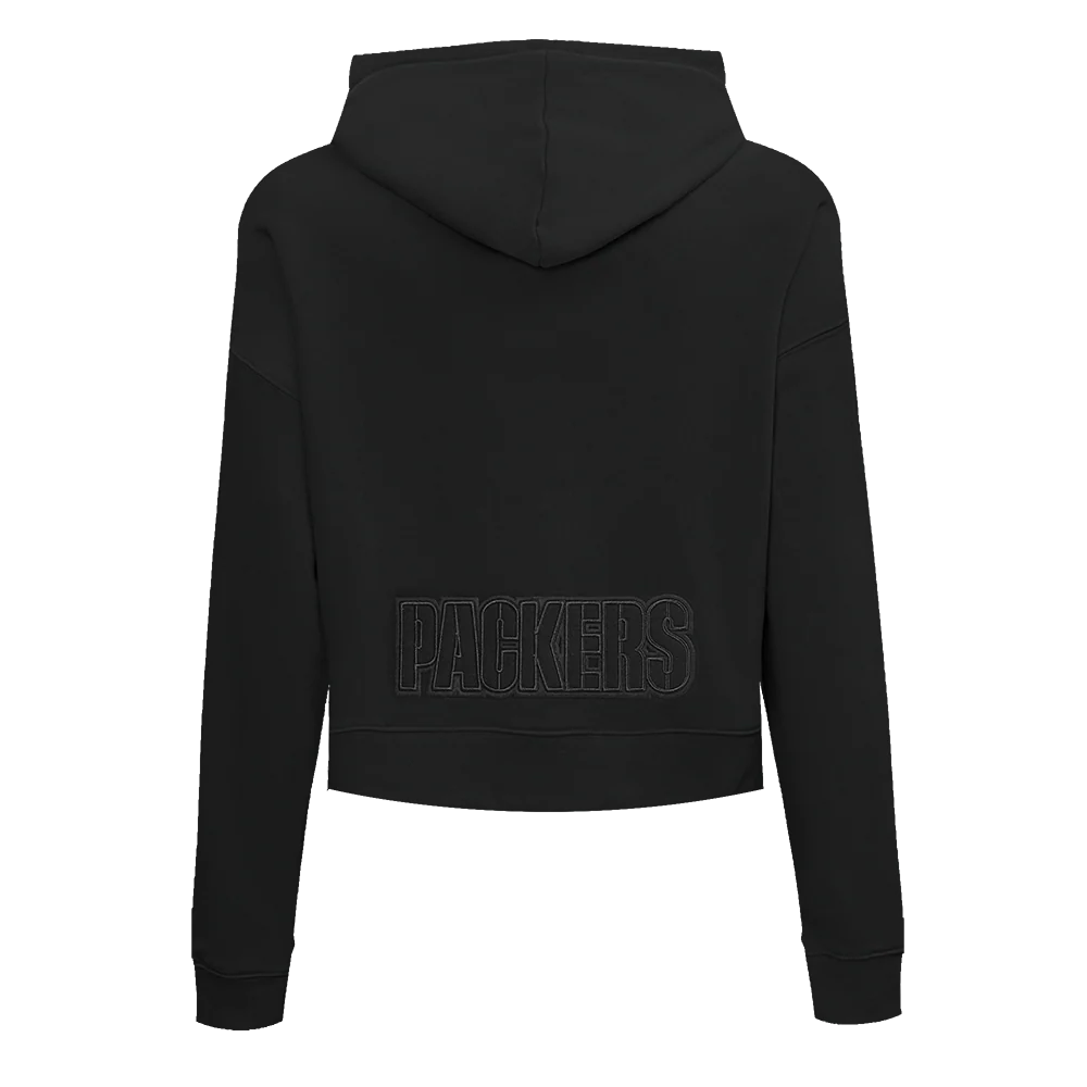 NFL GREEN BAY PACKERS NEUTRAL WOMEN'S CROPPED PULLOVER HOODIE (BLACK) - Image 3