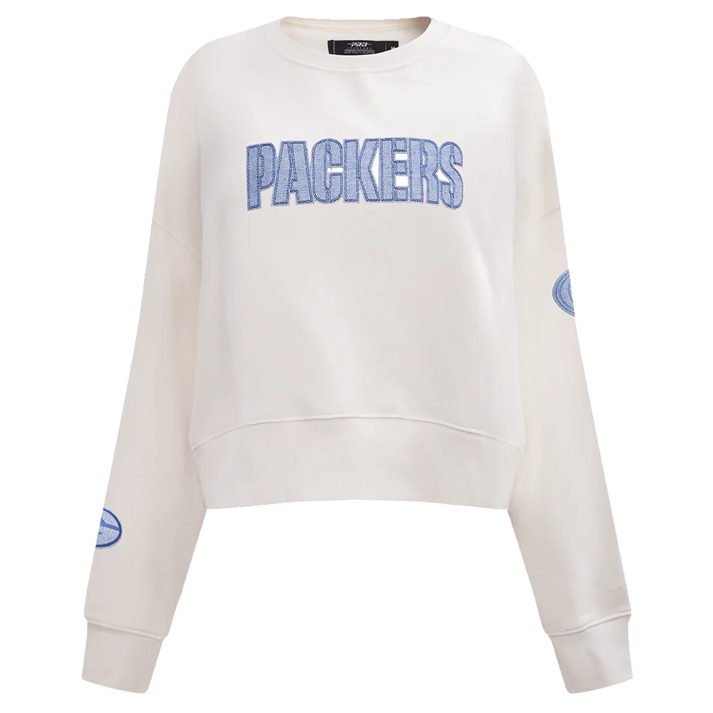 NFL GREEN BAY PACKERS VARSITY BLUES WOMEN'S FLC CREWNECK (LINEN)