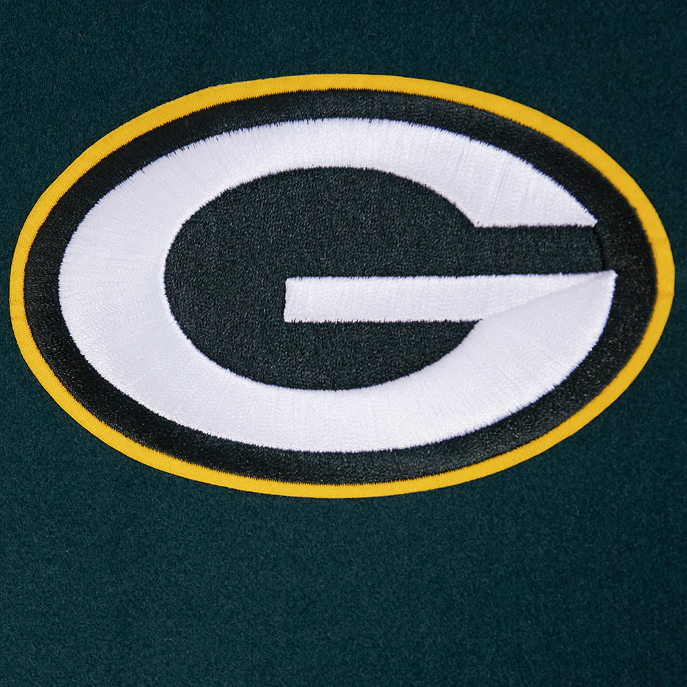 NFL GREEN BAY PACKERS MASHUP WOMEN'S RIB WOOL VARSITY JACKET (FOREST GREEN/WHITE) - Image 14