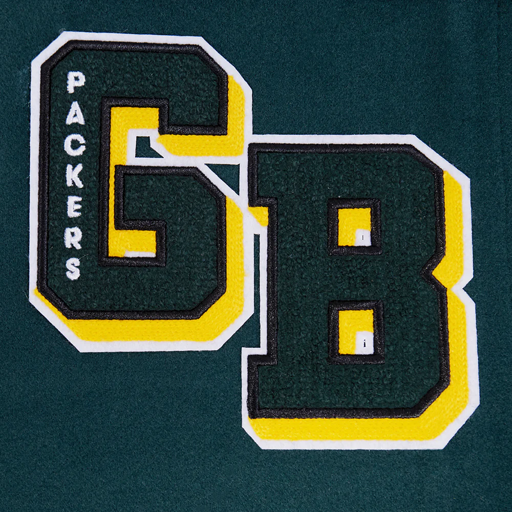 NFL GREEN BAY PACKERS MASHUP WOMEN'S RIB WOOL VARSITY JACKET (FOREST GREEN/WHITE) - Image 15
