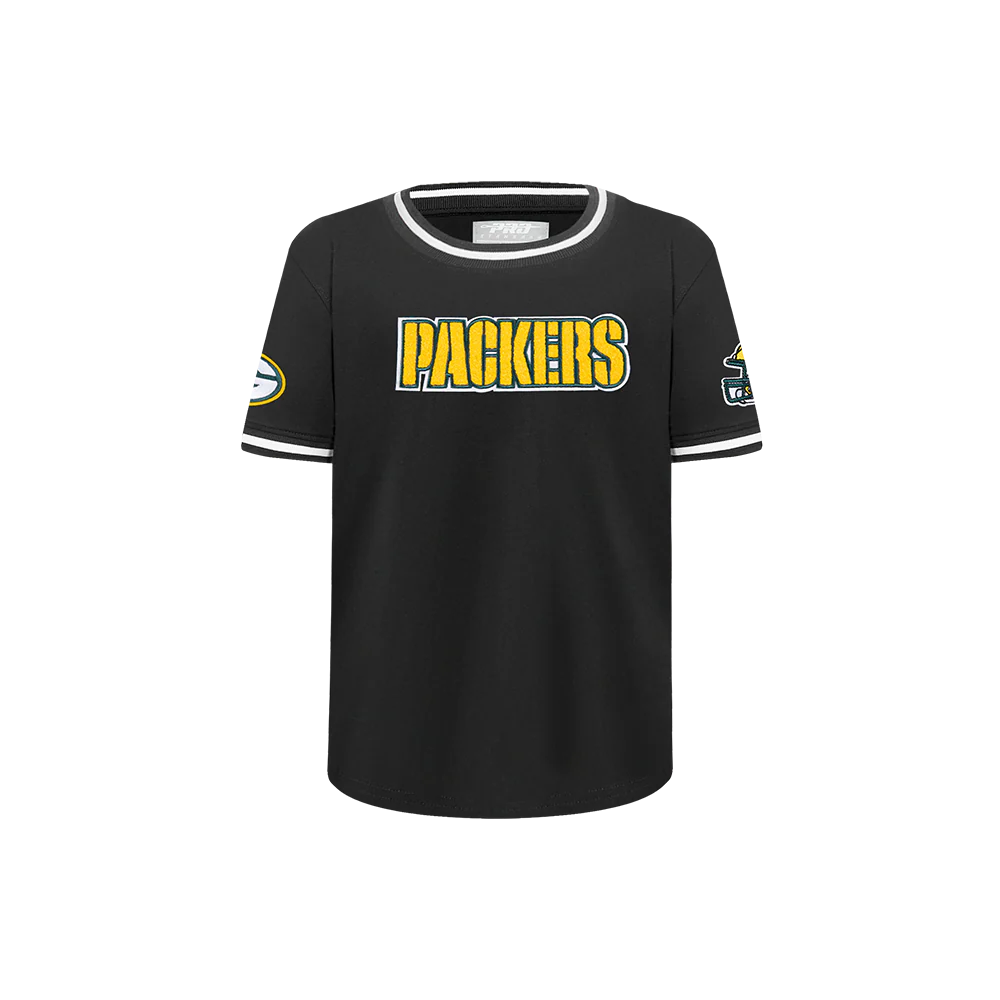 NFL GREEN BAY PACKERS CLASSIC LITTLE BOYS SHORT SLEEVE STRIPED RIB TEE (BLACK) - Image 3