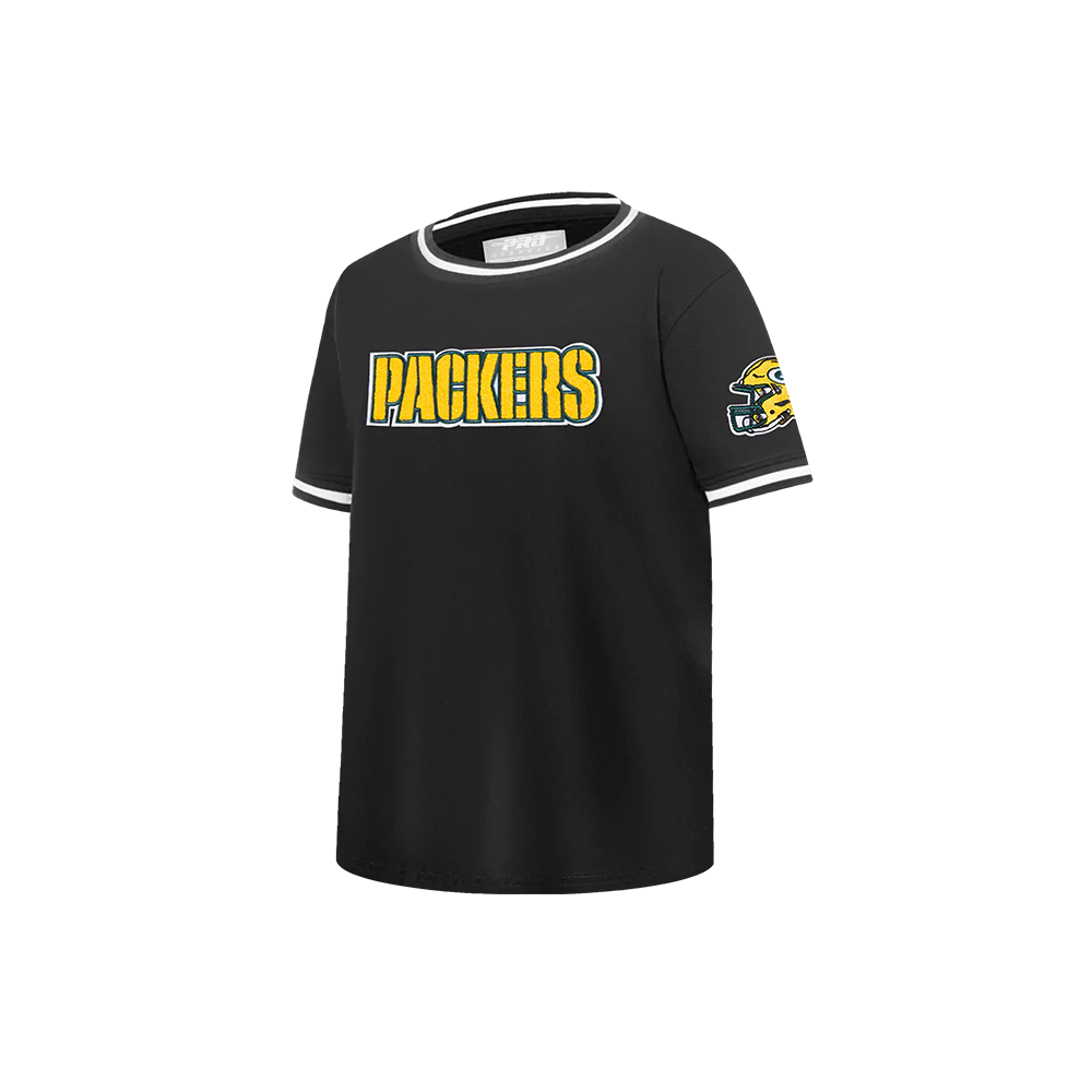 NFL GREEN BAY PACKERS CLASSIC LITTLE BOYS SHORT SLEEVE STRIPED RIB TEE (BLACK) - Image 4