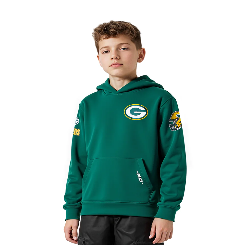 NFL GREEN BAY PACKERS CLASSIC LITTLE BOY'S FLC PO HOODIE (FOREST GREEN)