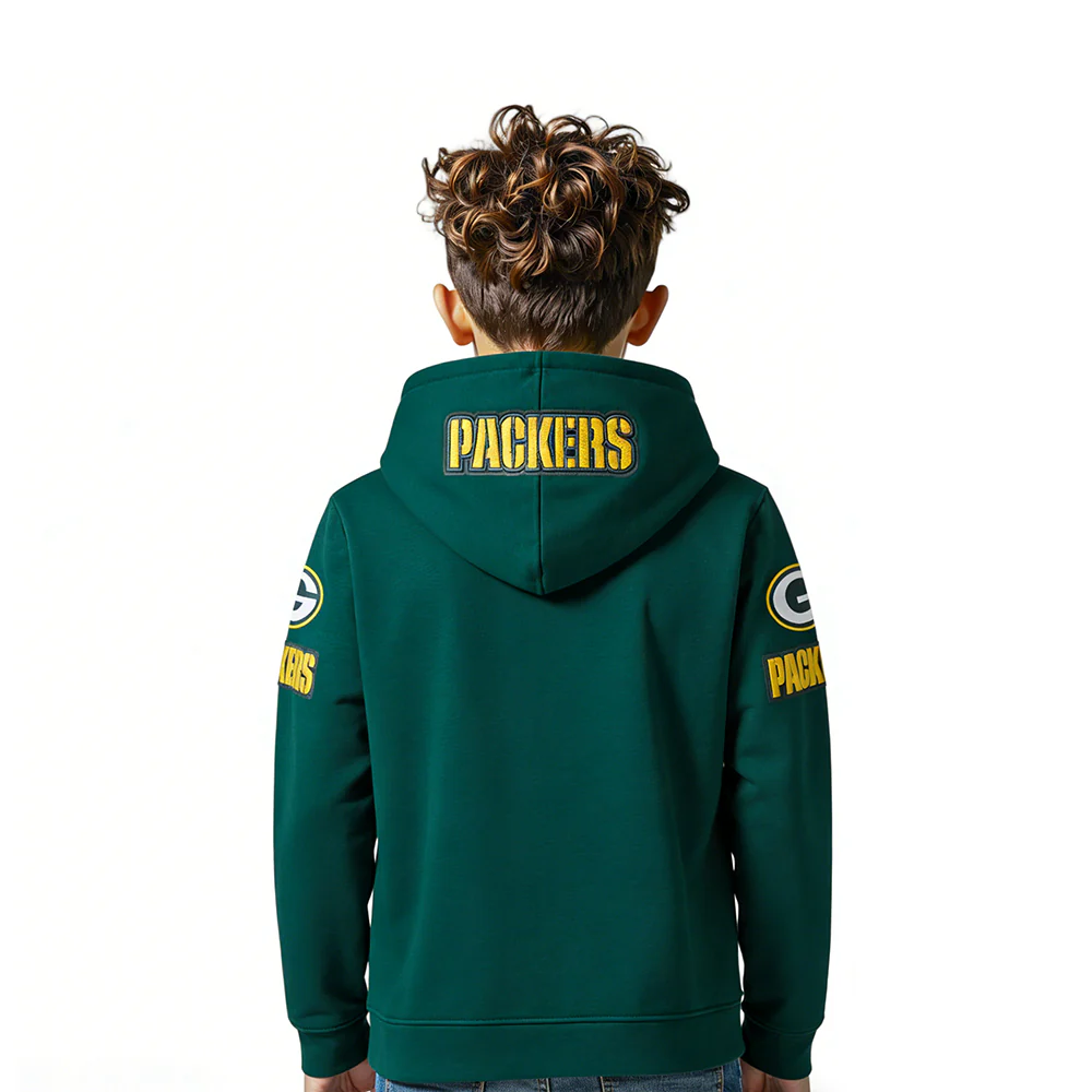 NFL GREEN BAY PACKERS CLASSIC LITTLE BOY'S FLC FZ HOODIE (FOREST GREEN) - Image 2
