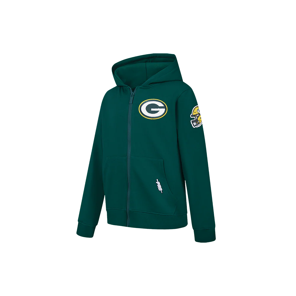 NFL GREEN BAY PACKERS CLASSIC LITTLE BOY'S FLC FZ HOODIE (FOREST GREEN) - Image 3