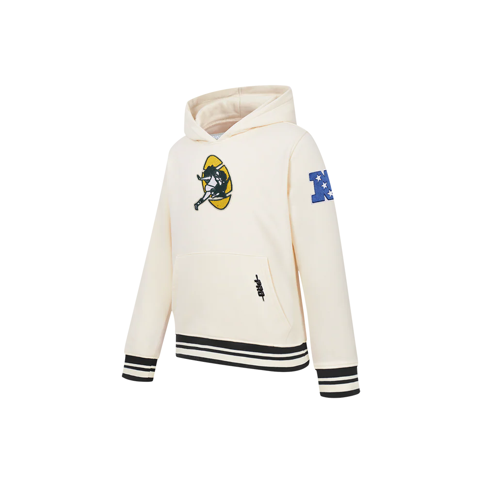 NFL GREEN BAY PACKERS RETRO CLASSIC LITTLE BOY'S RIB FLC PO HOODIE (EGGSHELL/ BLACK) - Image 2