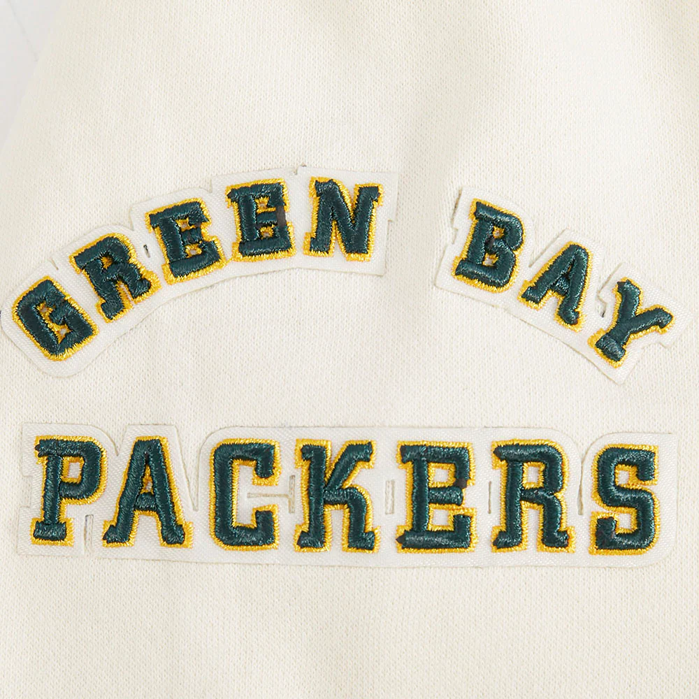 NFL GREEN BAY PACKERS RETRO CLASSIC LITTLE BOY'S RIB FLC PO HOODIE (EGGSHELL/ BLACK) - Image 5