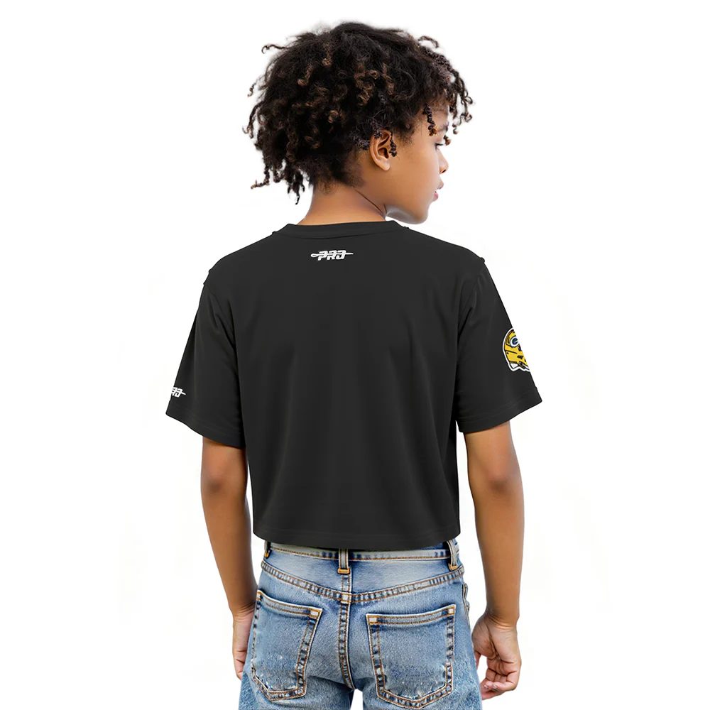 NFL GREEN BAY PACKERS CLASSIC LITTLE GIRLS SHORT SLEEVE BOXY TEE (BLACK) - Image 2