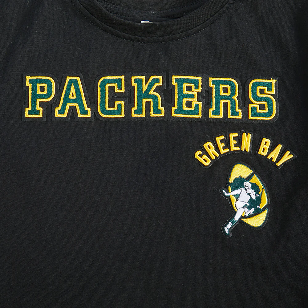 NFL GREEN BAY PACKERS RETRO CLASSIC LITTLE GIRLS SHORT SLEEVE BOXY TEE (BLACK) - Image 5