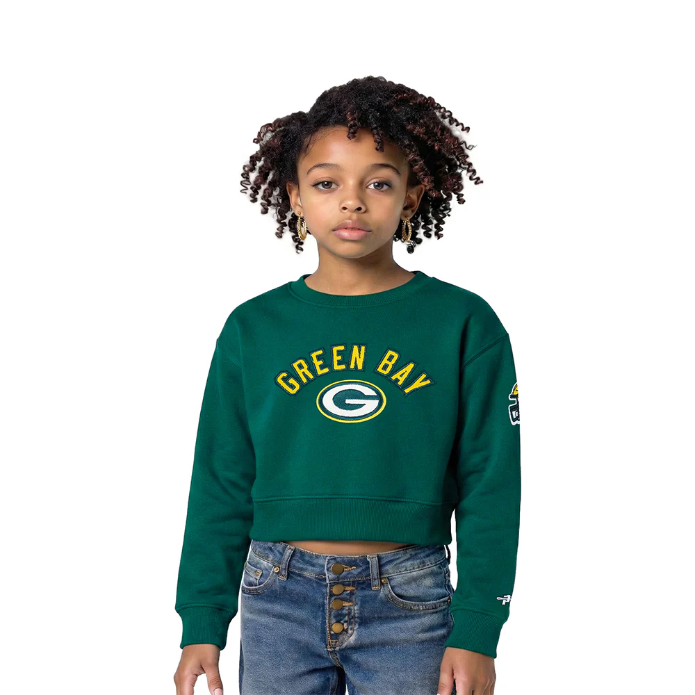 NFL GREEN BAY PACKERS CLASSIC LITTLE GIRL'S FLC CREWNECK (FOREST GREEN)