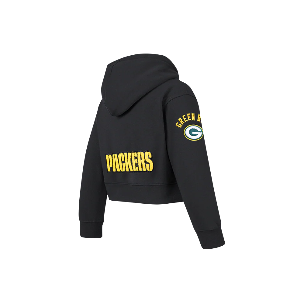 NFL GREEN BAY PACKERS CLASSIC LITTLE GIRLS  FLEECE FULL ZIP HOODIE (BLACK) - Image 6