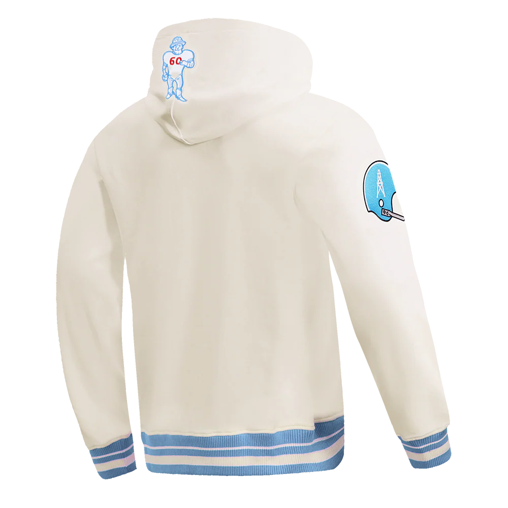 NFL HOUSTON OILERS RETRO CLASSIC MEN'S PULLOVER HOODIE (EGGSHELL/ UNIVERSITY BLUE) - Image 4