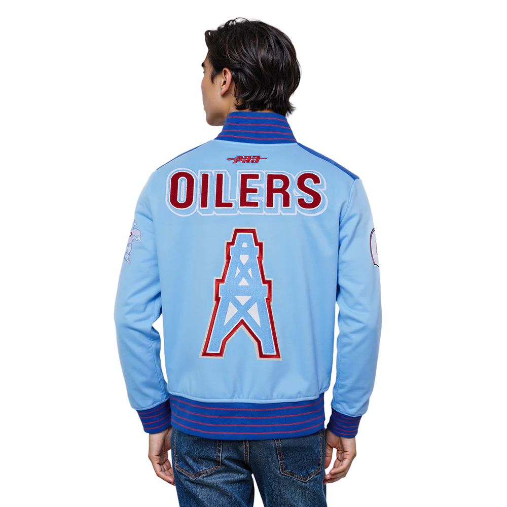 NFL HOUSTON OILERS PRO GAME DAY MEN'S RETRO JACKET (UNI BLUE/ ROYAL BLUE/ RED) - Image 13
