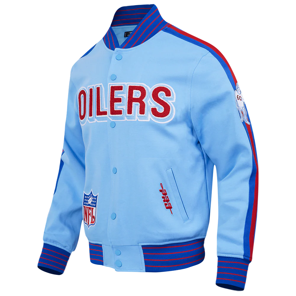 NFL HOUSTON OILERS PRO GAME DAY MEN'S RETRO JACKET (UNI BLUE/ ROYAL BLUE/ RED) - Image 14