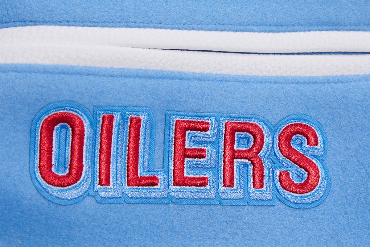 NFL HOUSTON OILERS RETRO CLASSIC MEN'S RIB WOOL VARSITY JACKET (UNIVERSITY BLUE/WHITE) - Image 7