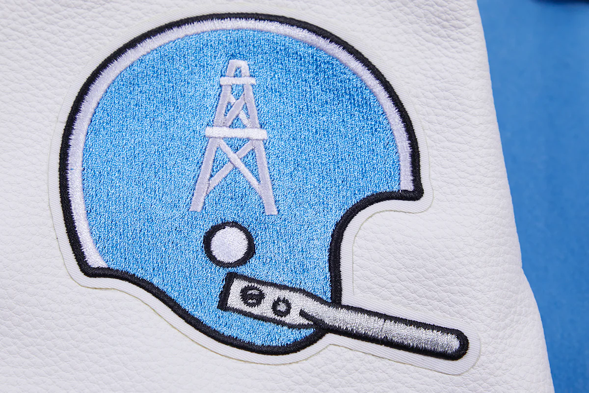 NFL HOUSTON OILERS RETRO CLASSIC MEN'S RIB WOOL VARSITY JACKET (UNIVERSITY BLUE/WHITE) - Image 8