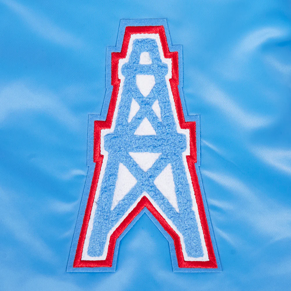 NFL HOUSTON OILERS RETRO CLASSIC MEN'S RIB SATIN JACKET (UNIVERSITY BLUE) - Image 5