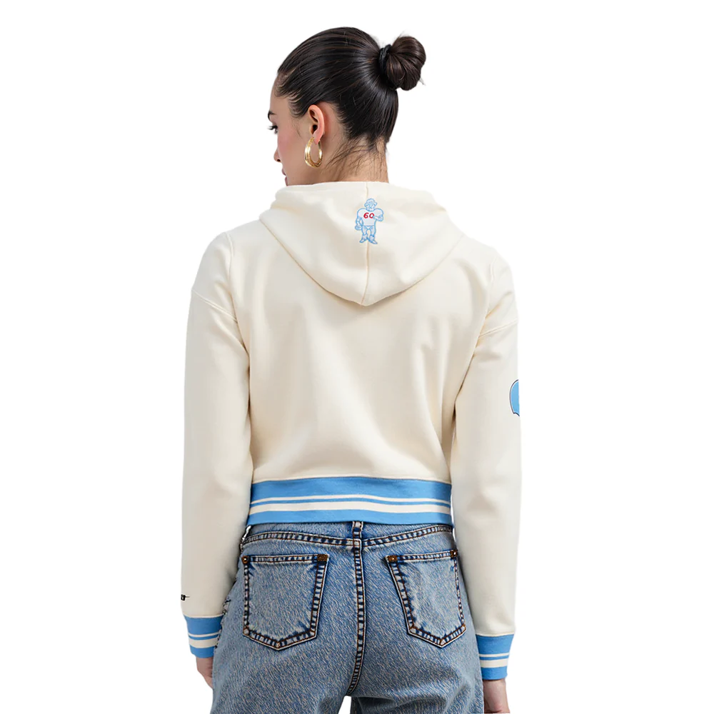 NFL HOUSTON OILERS RETRO CLASSIC WOMEN'S RIB CROPPED PO HOODIE (EGGSHELL/ UNIVERSITY BLUE) - Image 9