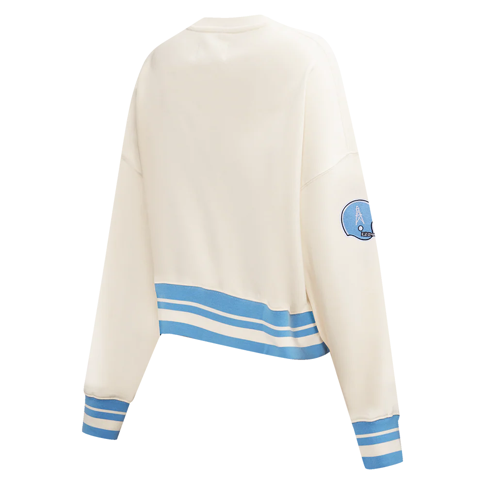 NFL HOUSTON OILERS RETRO CLASSIC WOMEN'S RIB CREWNECK (EGGSHELL/ UNIVERSITY BLUE) - Image 4