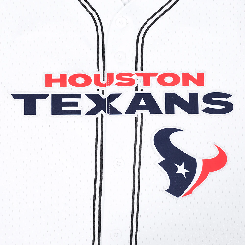 NFL HOUSTON TEXANS CLASSIC MESH MEN'S BUTTON DOWN SHIRT (WHITE/BLACK/WHITE) - Image 8