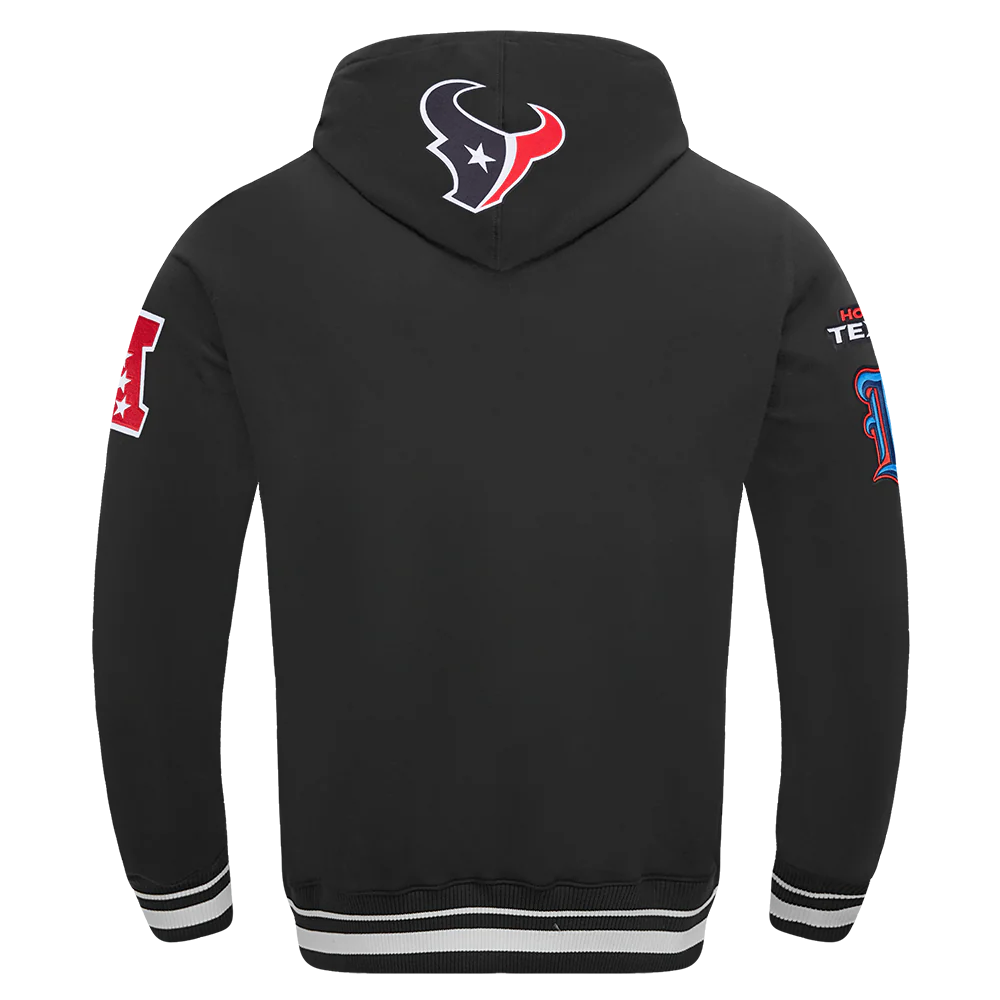 NFL HOUSTON TEXANS CLASSIC MASH UP MEN'S RIB FLEECE PULLOVER HOODIE (BLACK) - Image 3