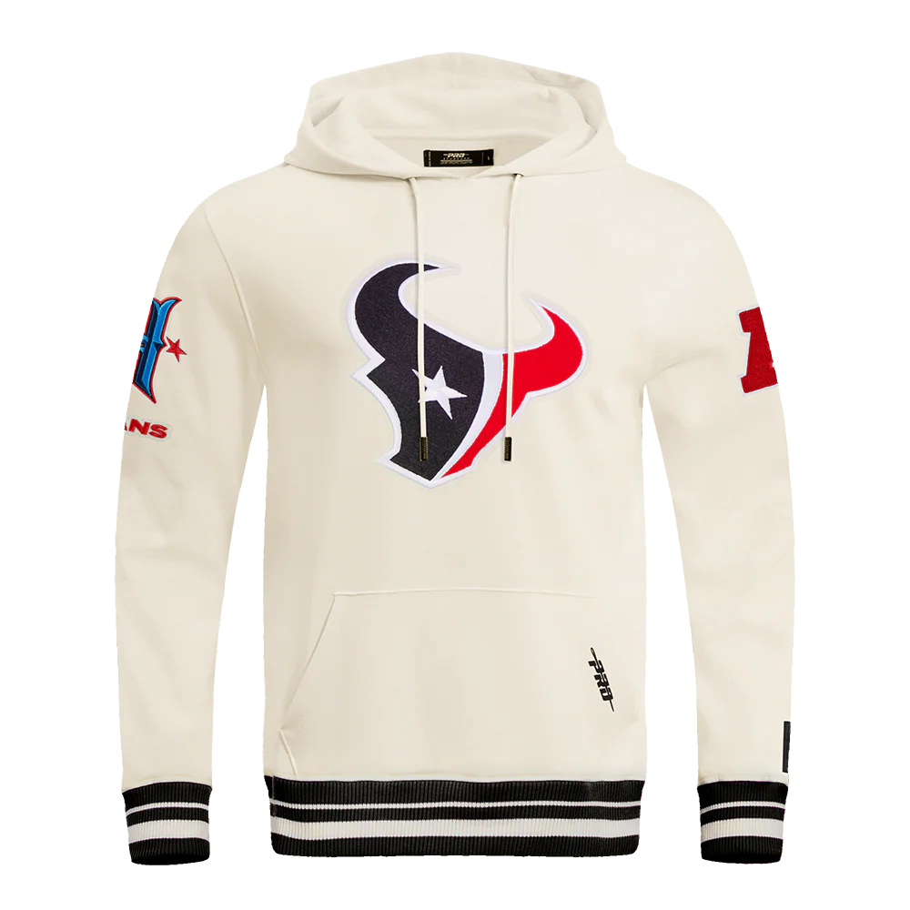 NFL HOUSTON TEXANS RETRO CLASSICS MEN'S RIB FLC PO HOODIE (EGGSHELL/ BLACK)