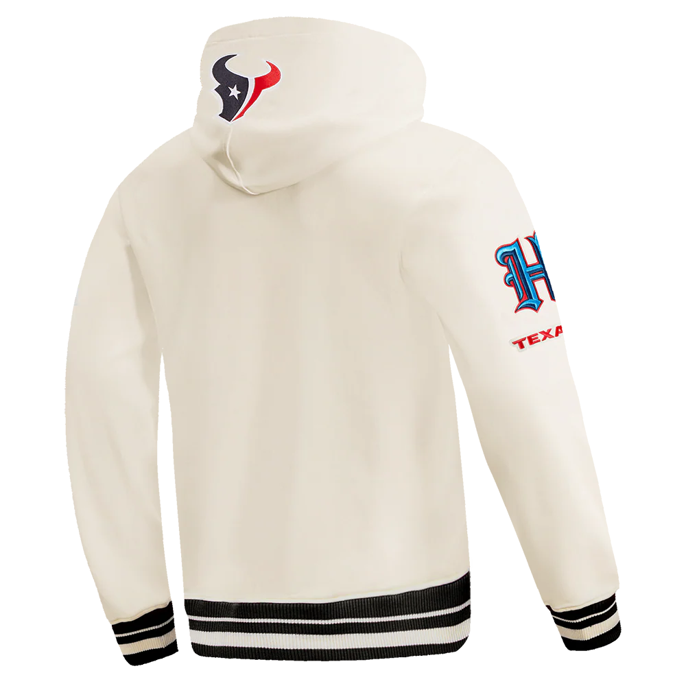 NFL HOUSTON TEXANS RETRO CLASSICS MEN'S RIB FLC PO HOODIE (EGGSHELL/ BLACK) - Image 4