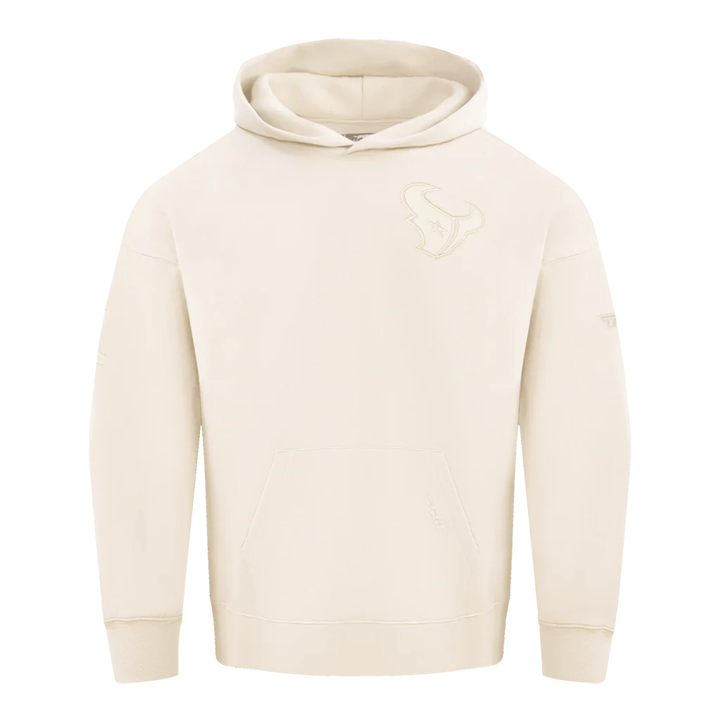 NFL HOUSTON TEXANS NEUTRAL MEN'S DROP SHOULDER PULLOVER HOODIE (EGGSHELL)