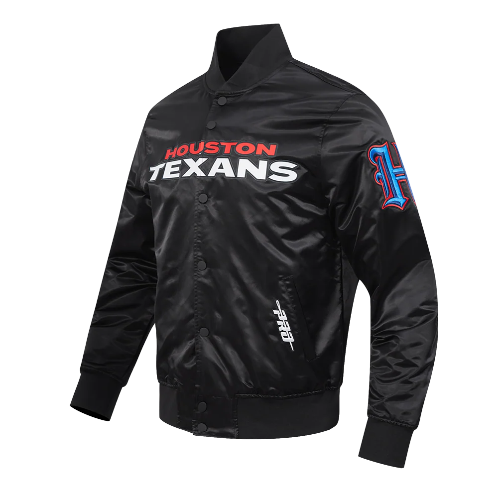 NFL HOUSTON TEXANS CLASSIC BIG LOGO MEN'S SATIN JACKET (BLACK) - Image 11