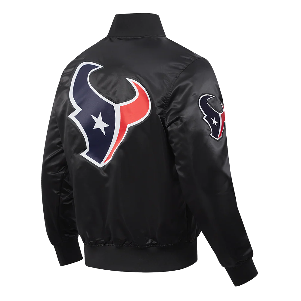 NFL HOUSTON TEXANS CLASSIC BIG LOGO MEN'S SATIN JACKET (BLACK) - Image 12