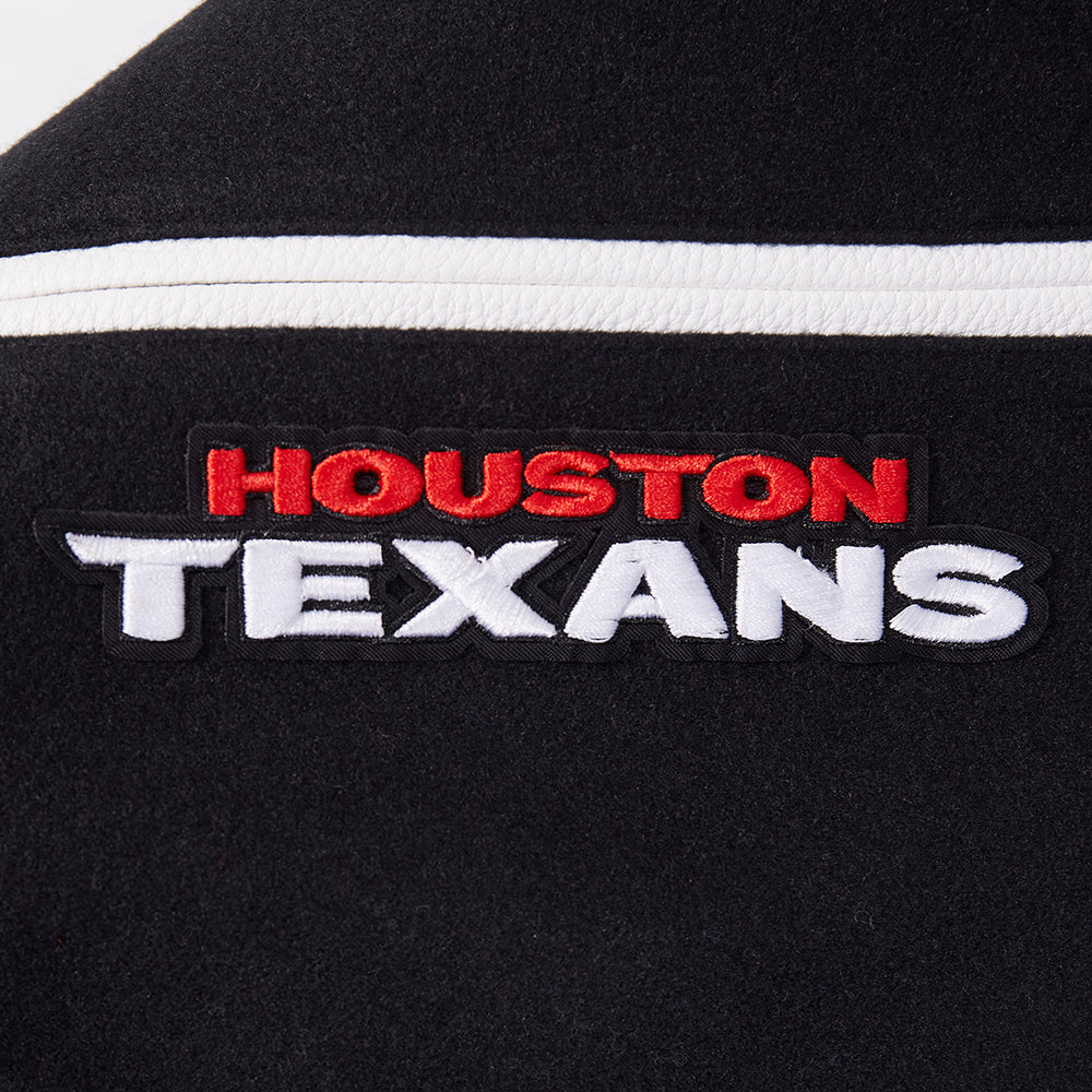 NFL HOUSTON TEXANS CLASSIC MEN'S WOOL VARSITY JACKET (BLACK/WHITE) - Image 7