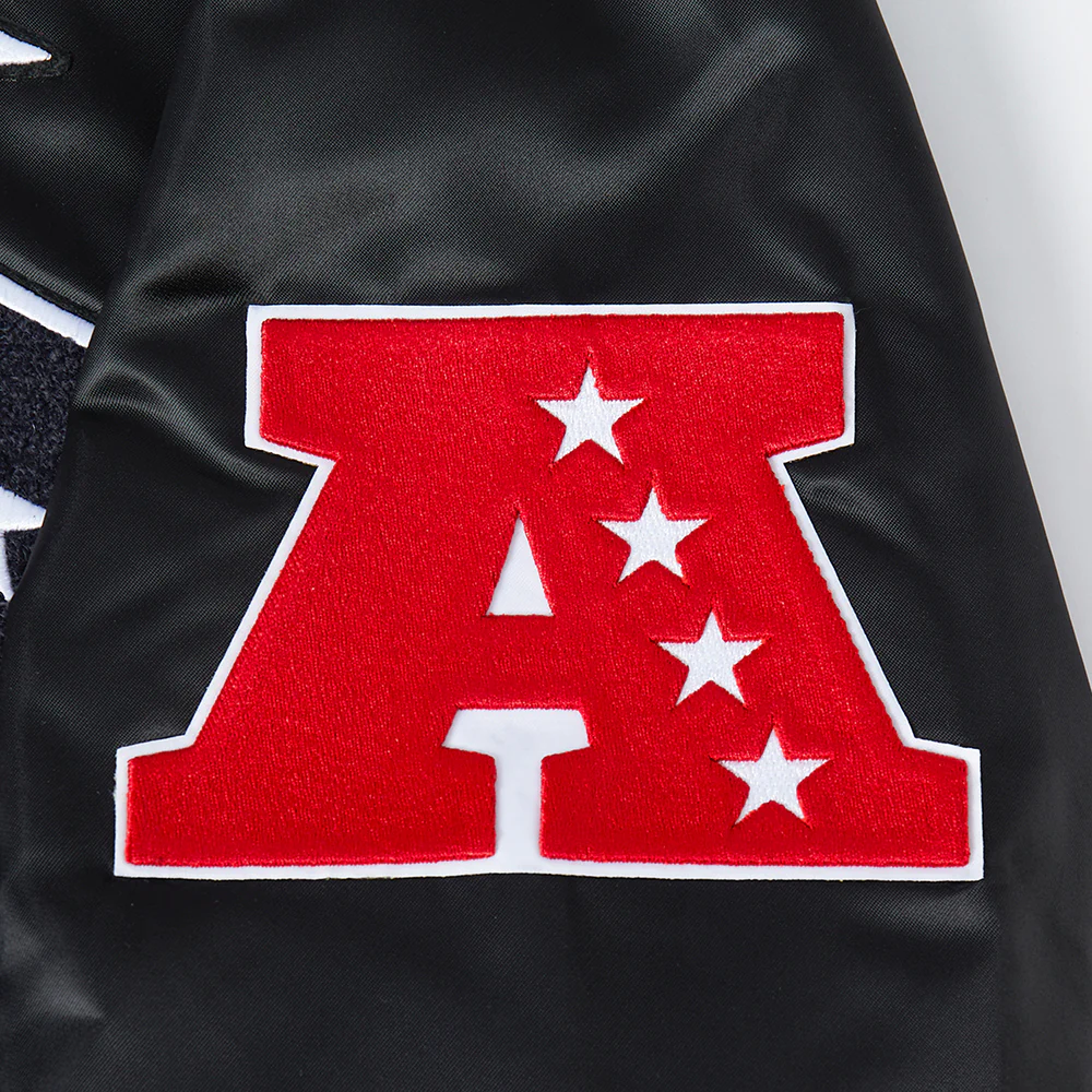 NFL HOUSTON TEXANS CLASSIC MASH UP MEN'S RIB SATIN JACKET (BLACK) - Image 7