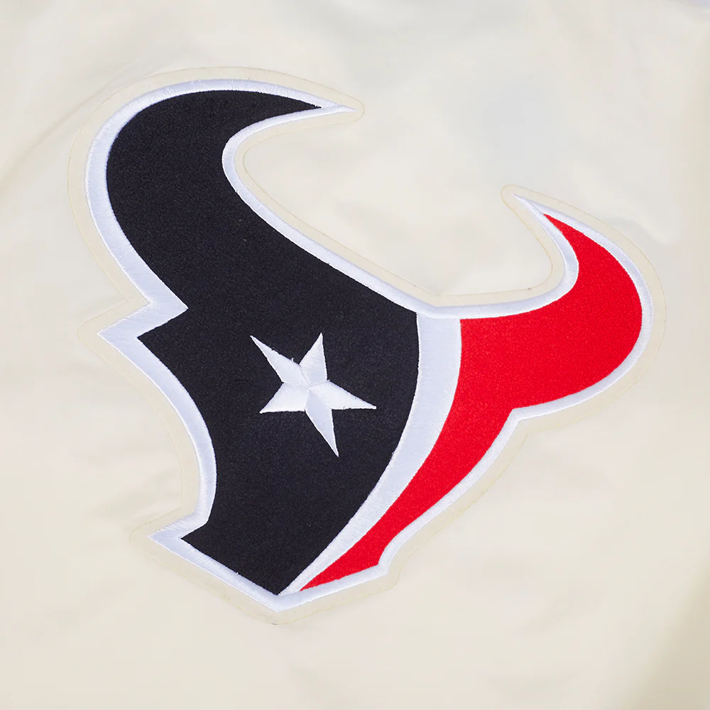 NFL HOUSTON TEXANS RETRO CLASSICS MEN'S RIB SATIN JACKET (EGGSHELL/ BLACK) - Image 5