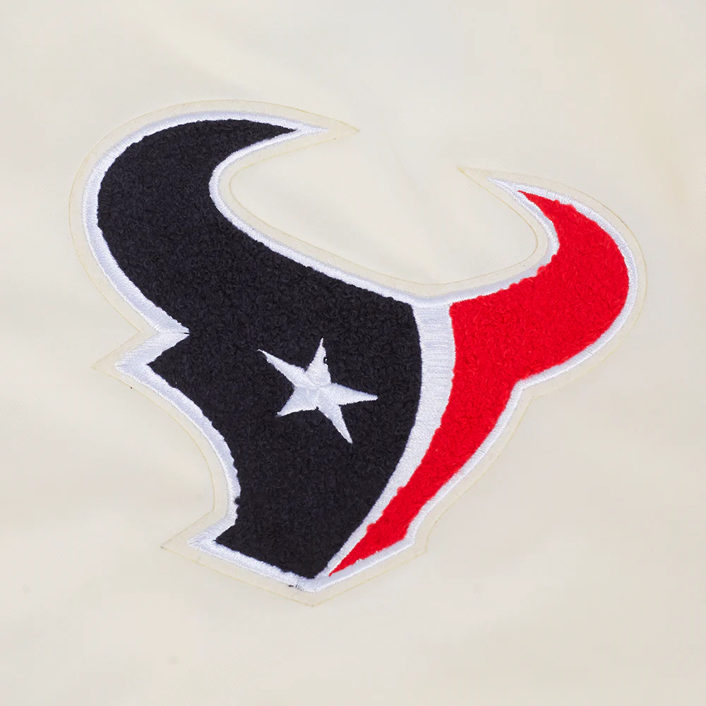 NFL HOUSTON TEXANS RETRO CLASSICS MEN'S RIB SATIN JACKET (EGGSHELL/ BLACK) - Image 6