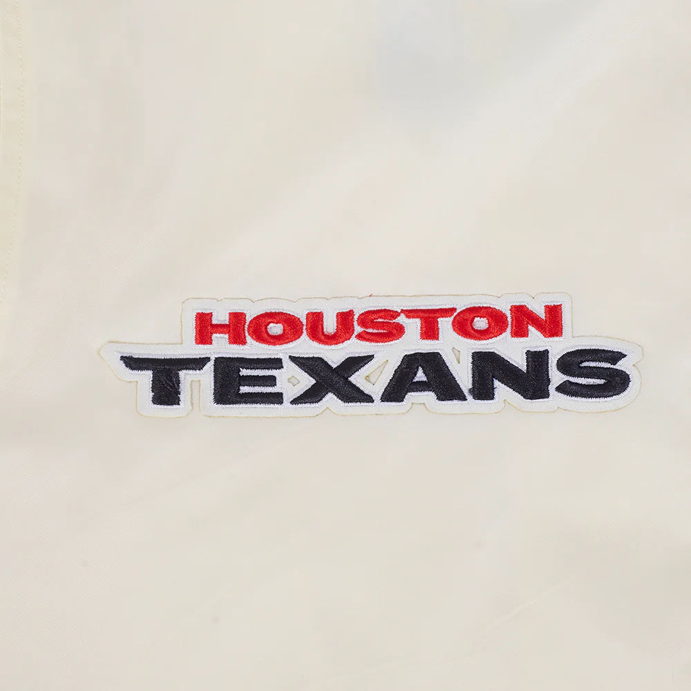 NFL HOUSTON TEXANS RETRO CLASSICS MEN'S RIB SATIN JACKET (EGGSHELL/ BLACK) - Image 7