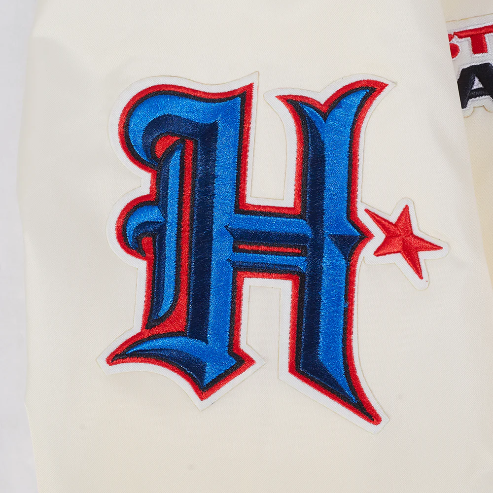 NFL HOUSTON TEXANS RETRO CLASSICS MEN'S RIB SATIN JACKET (EGGSHELL/ BLACK) - Image 9