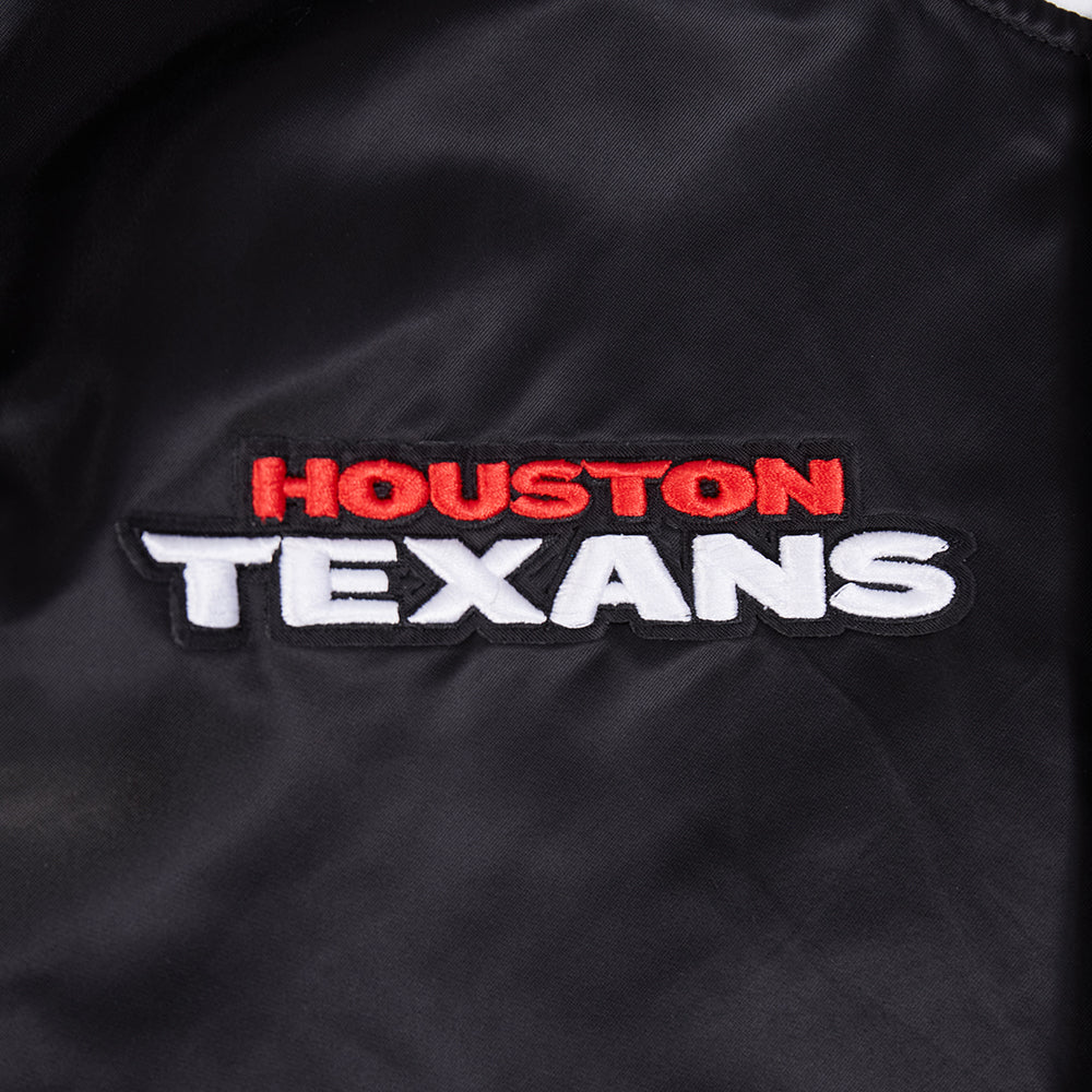 NFL HOUSTON TEXANS TEAM BADGE MEN'S RIB SATIN JACKET (BLACK) - Image 7