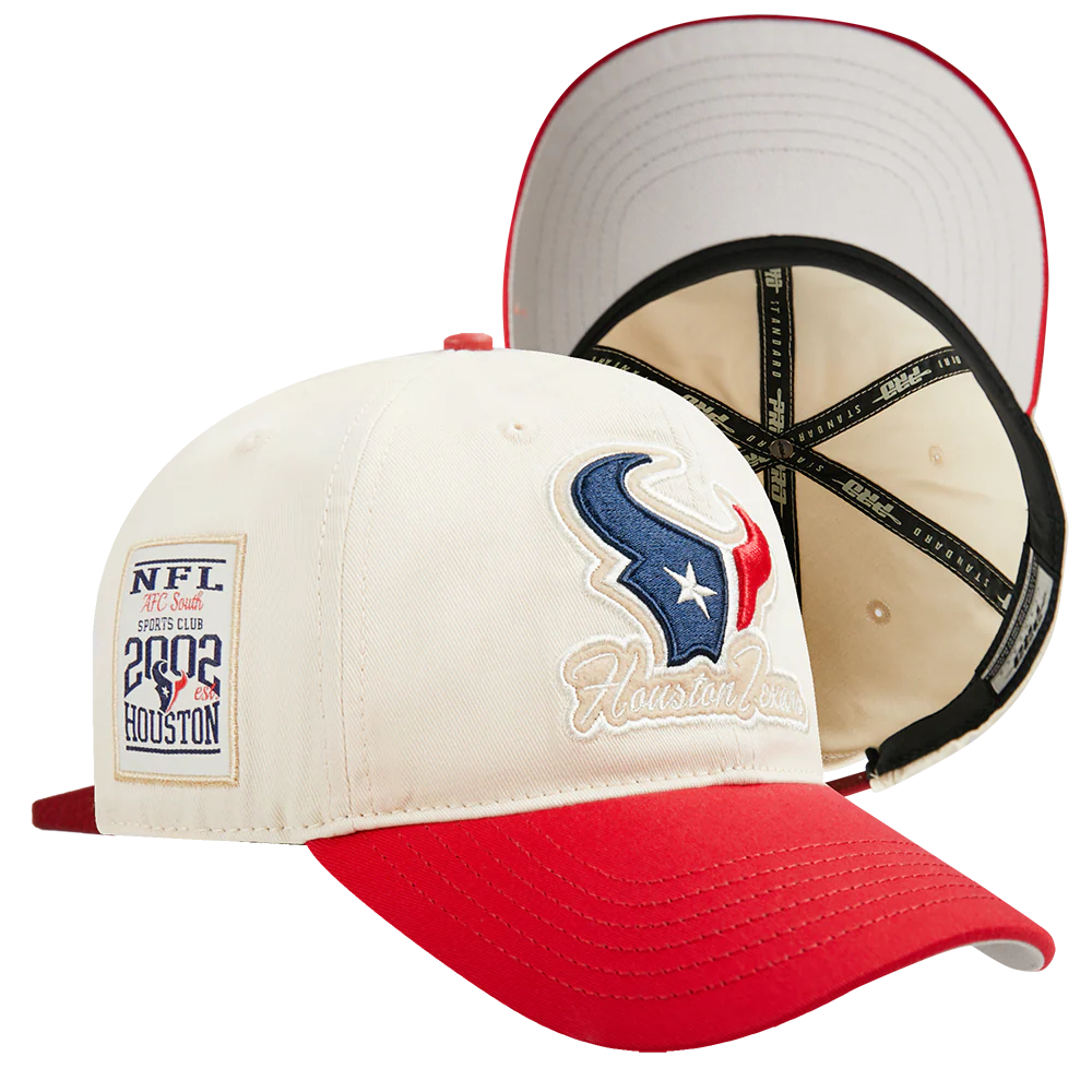 NFL HOUSTON TEXANS UNDER SCRIPT 2 TONE STRAPBACK (EGGSHELL/ RED) - Image 9