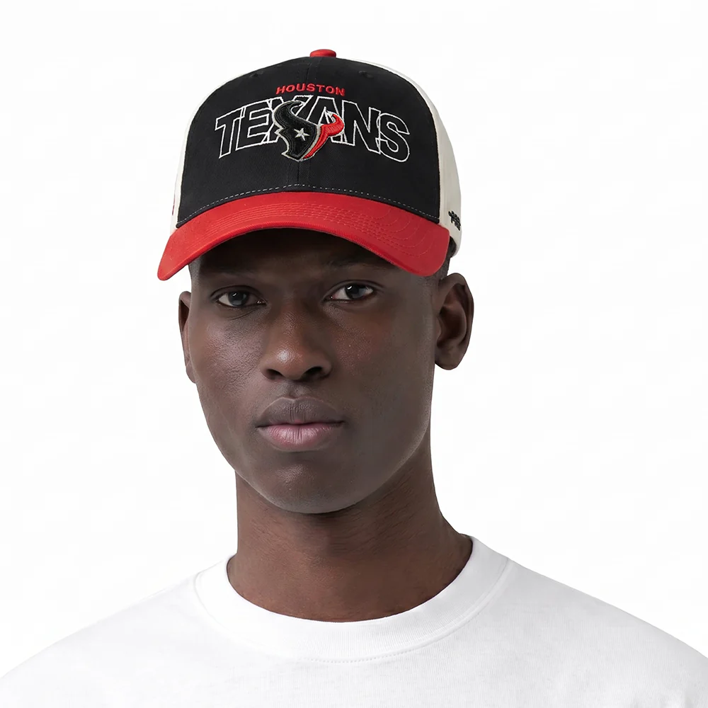 NFL HOUSTON TEXANS STACKS 2 TONE WORDMARK STRAPBACK (BLACK/RED)