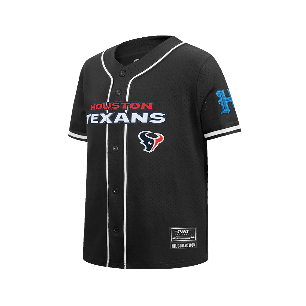NFL HOUSTON TEXANS CLASSIC BIG BOY'S MESH BUTTON DOWN SHIRT (BLACK) - Image 3