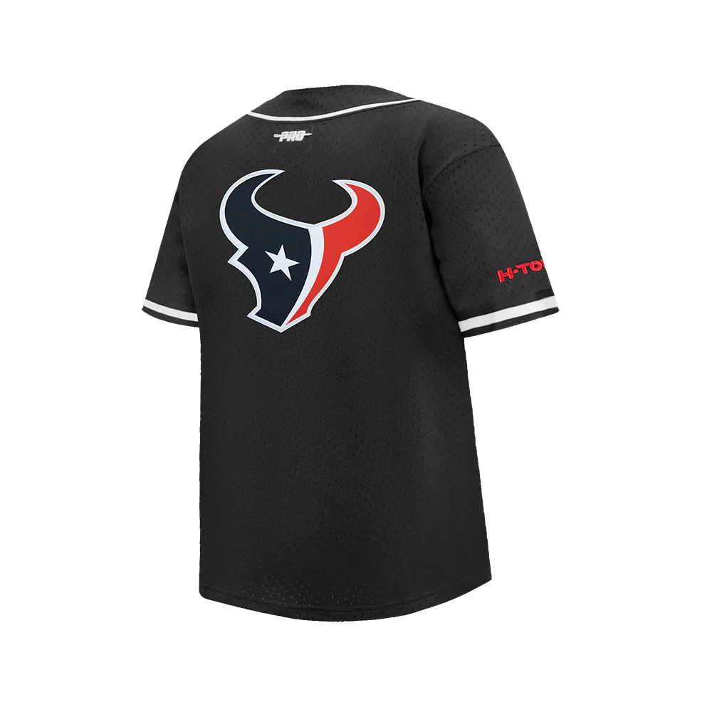 NFL HOUSTON TEXANS CLASSIC BIG BOY'S MESH BUTTON DOWN SHIRT (BLACK) - Image 4