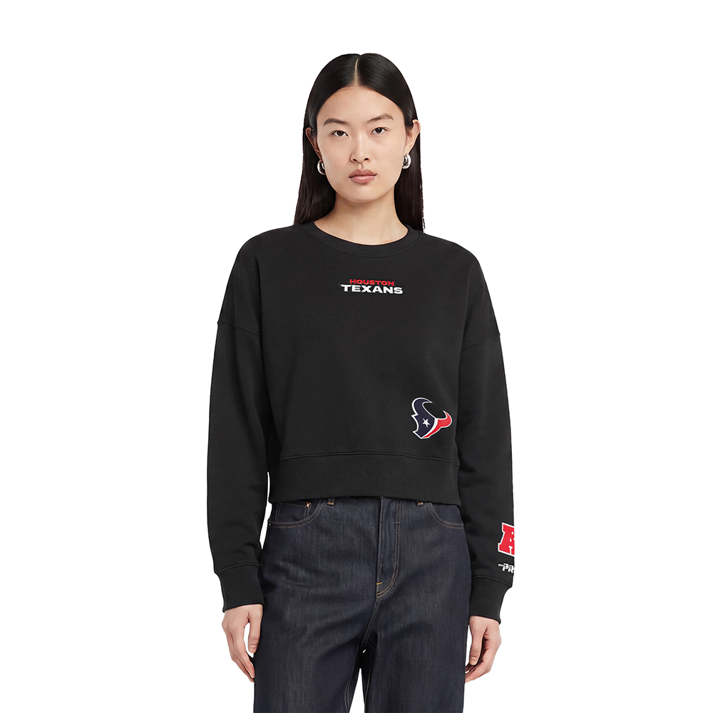 NFL HOUSTON TEXANS WINGSPAN WOMEN'S FLC CREWNECK (BLACK) - Image 2