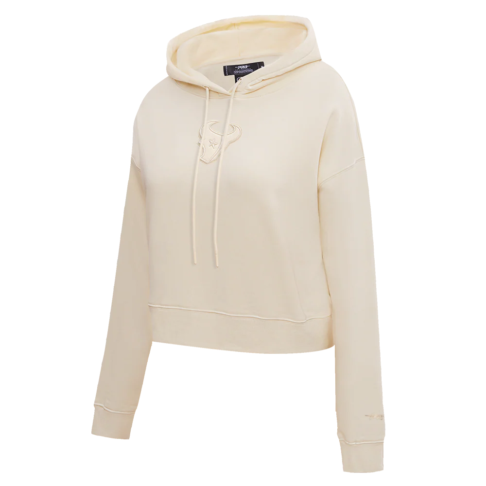 NFL HOUSTON TEXANS NEUTRAL WOMEN'S CROPPED PULLOVER HOODIE (EGGSHELL) - Image 10