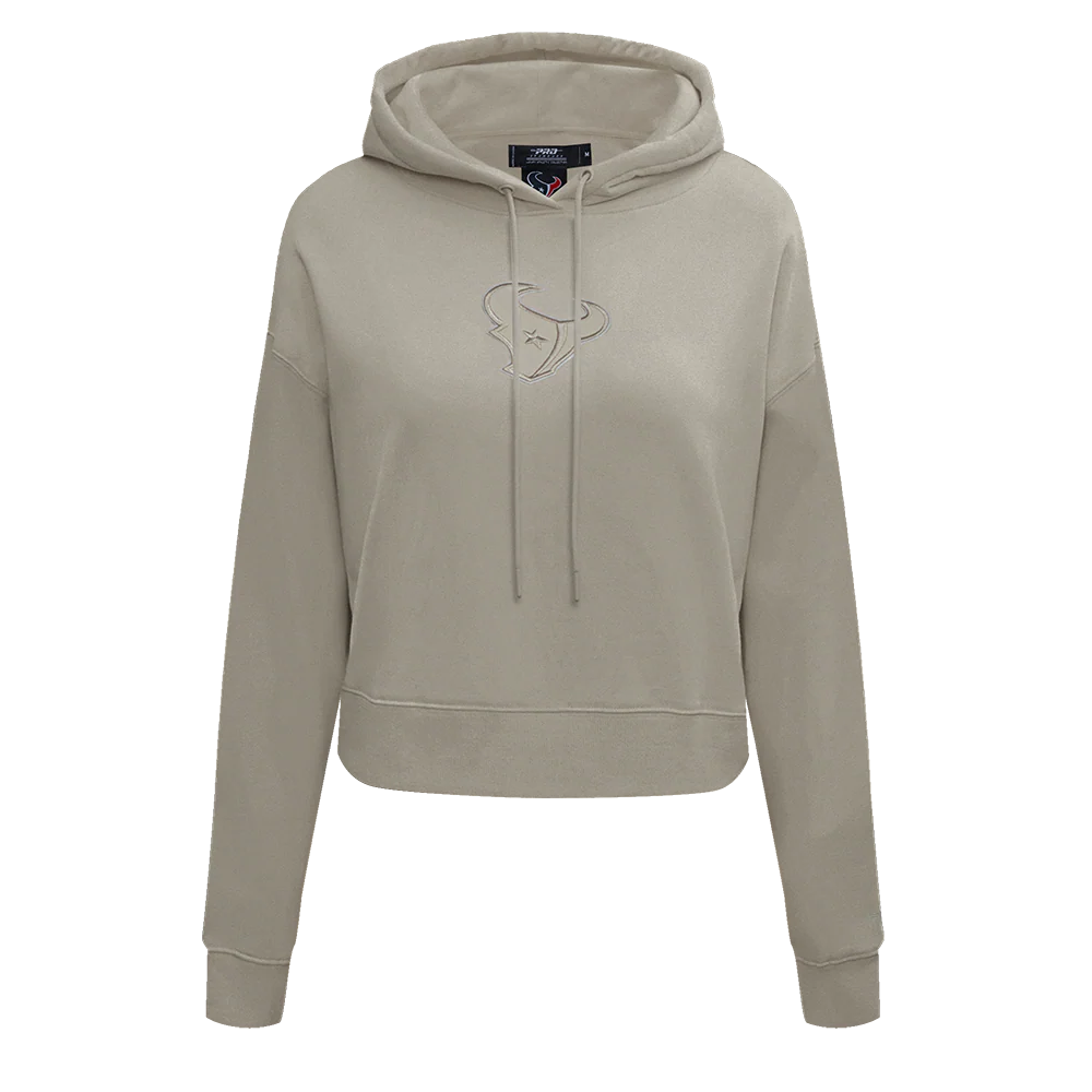 NFL HOUSTON TEXANS NEUTRAL WOMEN'S CROPPED PULLOVER HOODIE (EGGSHELL) - Image 21